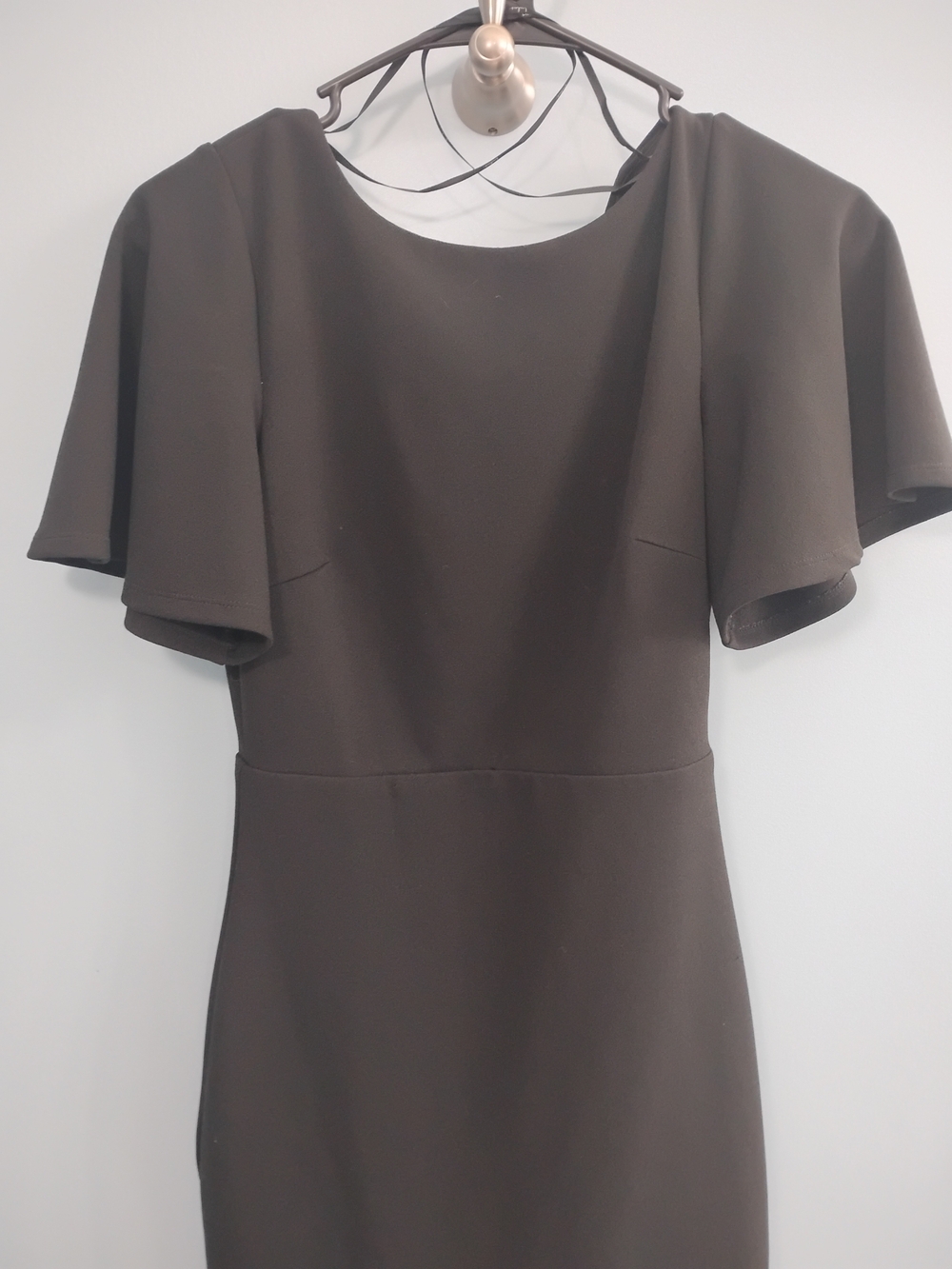 Lulu's Black Midi Dress with Flutter Sleeves and Open Back Size XS
